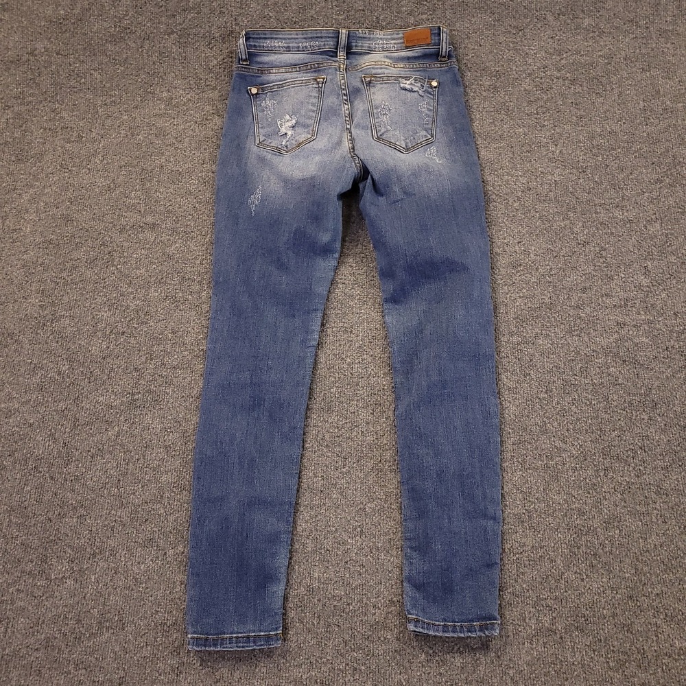 Judy Blue Patchwork Skinny Jeans Womens Sz 5 (28x27) Mid Rise Stretch Distressed - Picture 2 of 9